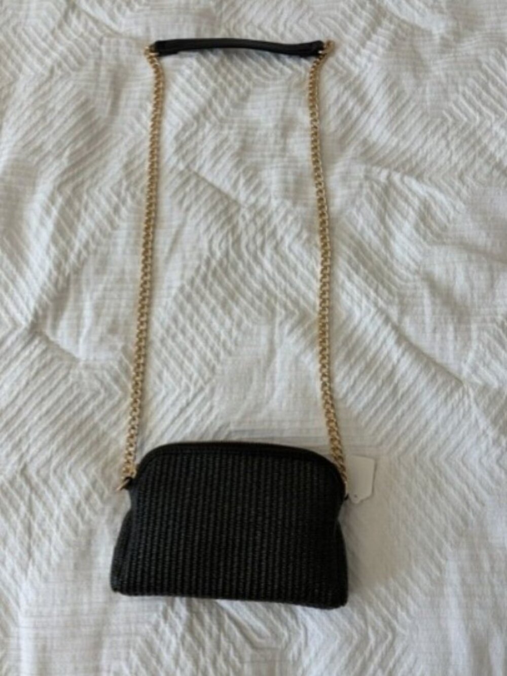 NWT Shiraleah Josephine Black Straw Mini Shoulder Bag | Gold Chain | Boutique